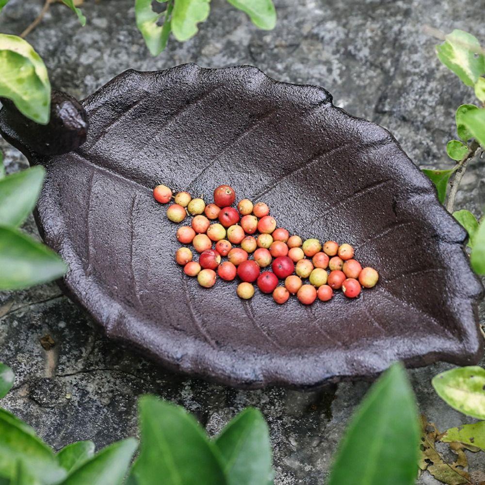 Retro Petal Bird Feeder Basin Cast Iron Bird Food Dispenser Art Statue  Bird Raising Tool