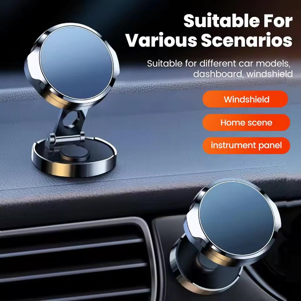 New Car Mobile Phone Stand Strong Magnetic Car Holder 720° Foldable Round Bracket Support for Universal Phones Mount Holders