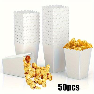 50 יחידות קופסאות פופקורן לבנות טהורות מיכל שקיות פינוק לאורחי יום הולדת קופסת אריזה לחתונה קופסת מתנה לחתונה חיסול דברים לחתונה