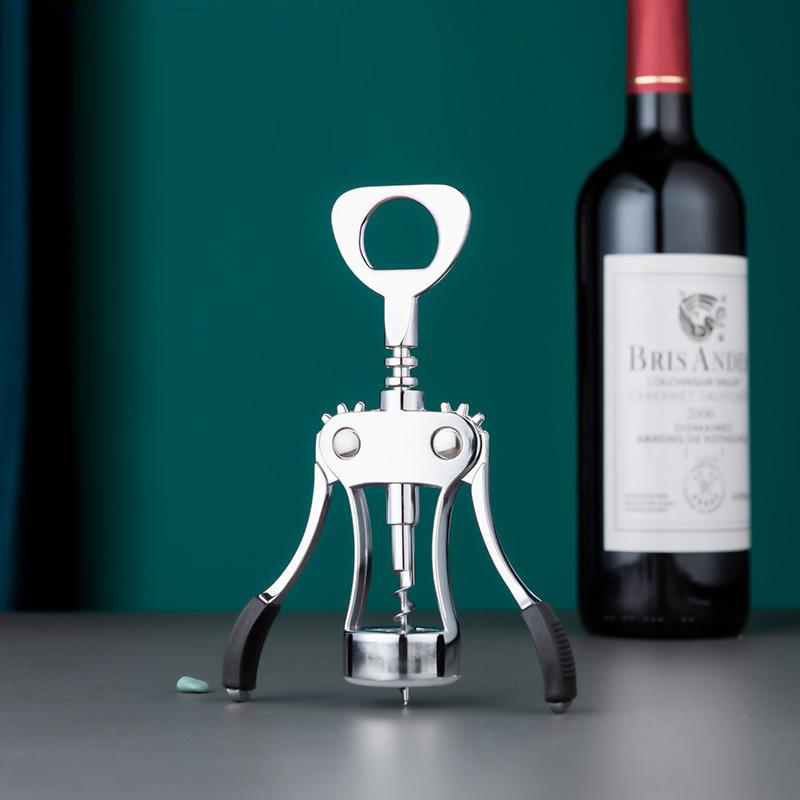 Deschidetor de sticle cu mișcare manuală Deschizător de vin clasic și practic din oțel inoxidabil Dispozitiv portabil de îndepărtare a plutei de vin Gadgets de bucătărie