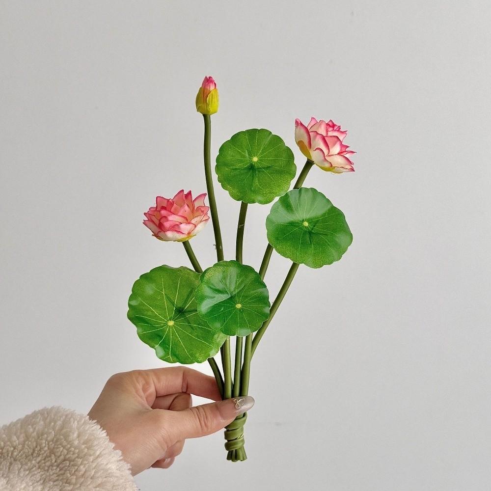 New Pink Artificial Lotus Flowers Lotus Leaves Decorative Artificial Faux Plants Floral Fake Water Lily Flower Home Decor