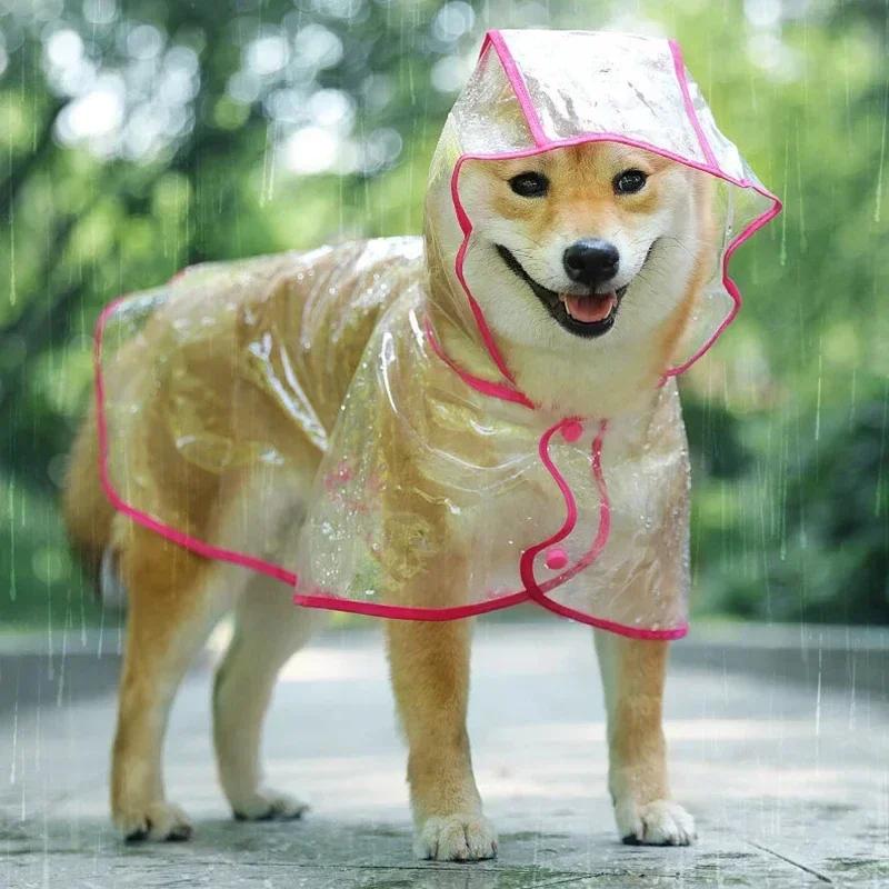 

Waterproof Hooded Raincoat for Small Dogs - Soft PVC Puppy Poncho, Transparent & Stylish Pet Jacket XXL рожевий