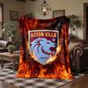 Aston Villa Fotbollstryck Flanellfilt Mjuk Varm Soffa Säng Pläd för Hemmakontor Sovrum
