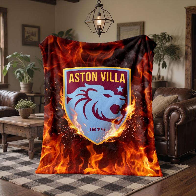 Aston Villa Fotbollstryck Flanellfilt Mjuk Varm Soffa Säng Pläd för Hemmakontor Sovrum