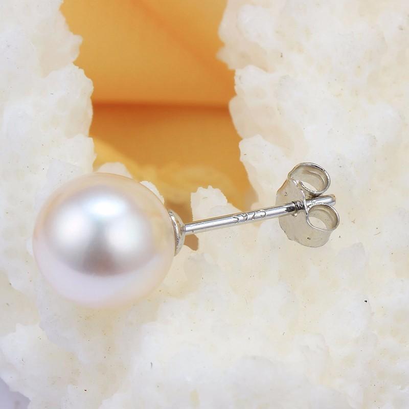 HENGSHENG 2019 AAAA Perfect Round Natural Pearl Earrings, Fine 925 Sterling Silver Jewelry Stud Earrings, New Women Earrings