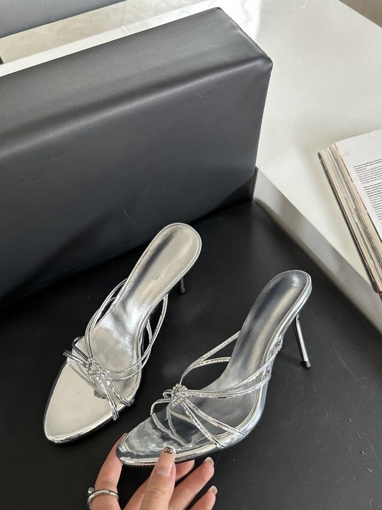 French retro gold sandals women's straps with skirt cool slippers sexy open-toed high heels