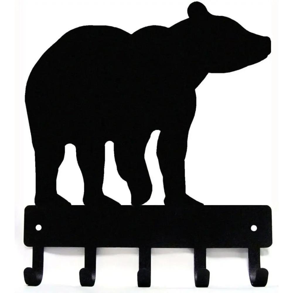 Bear #01 Key Rack Hanger - 6 Inch Wide Metal Wall Art Metal Wall Art Bear Key Hanger Six Inch One
