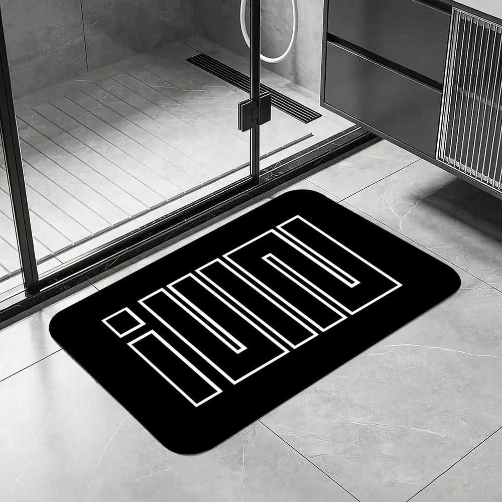 Music I-I-DLE Floor Mat Diatomite Bath Mat, Quick Dry Absorbent Non-Slip Door Mat