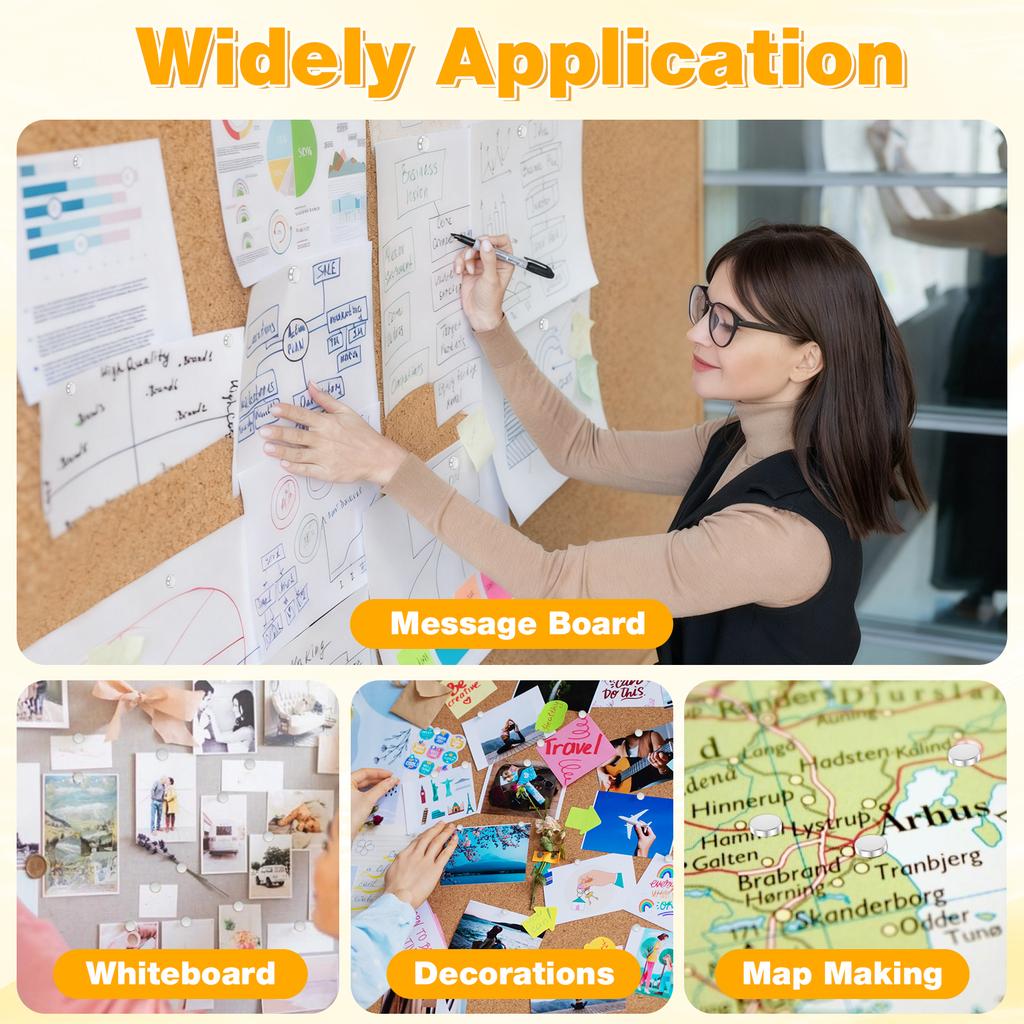 60/120PCS Round Head Thumbtacks Magnetic Push Pins Flat Thumb Tacks Reusable Push Pins for Office School Supplies