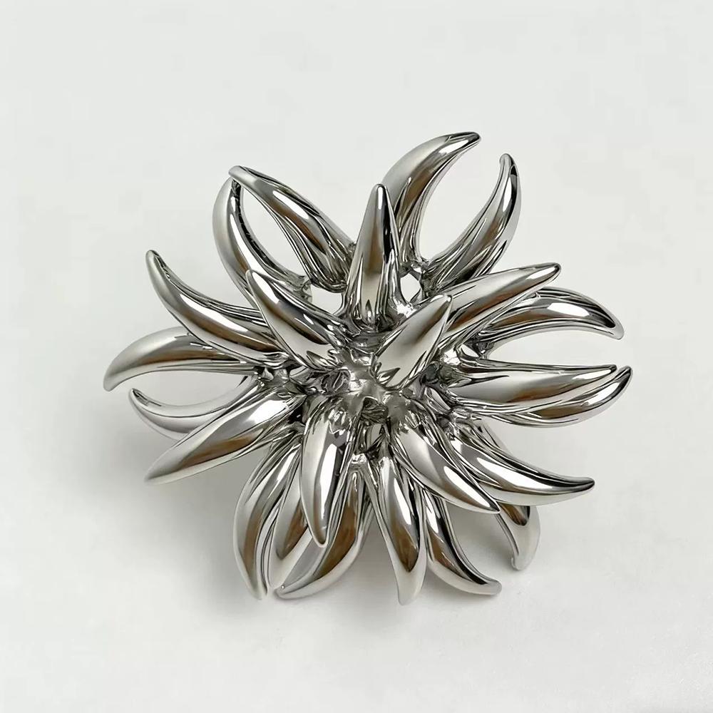 

New Fashionable Firework Open Ring For Women Trendy Individualistic And Exaggerated Ring Golden Punk Party Jewelry Accessory resizable серебряный