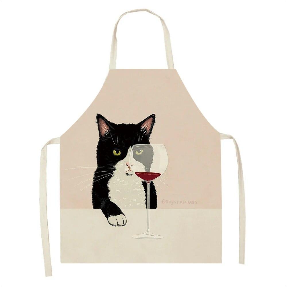 Ladies Men Home Cleaning Baking Cooking Tools Cooking Accessories Kitchen Aprons Linen Cats Wine Aprons