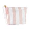 Large Capacity Waterproof PVC Travel Toiletry Bag with Striped Pattern and Tassel Zipper for Makeup Brushes and Accessories Storage Organizer