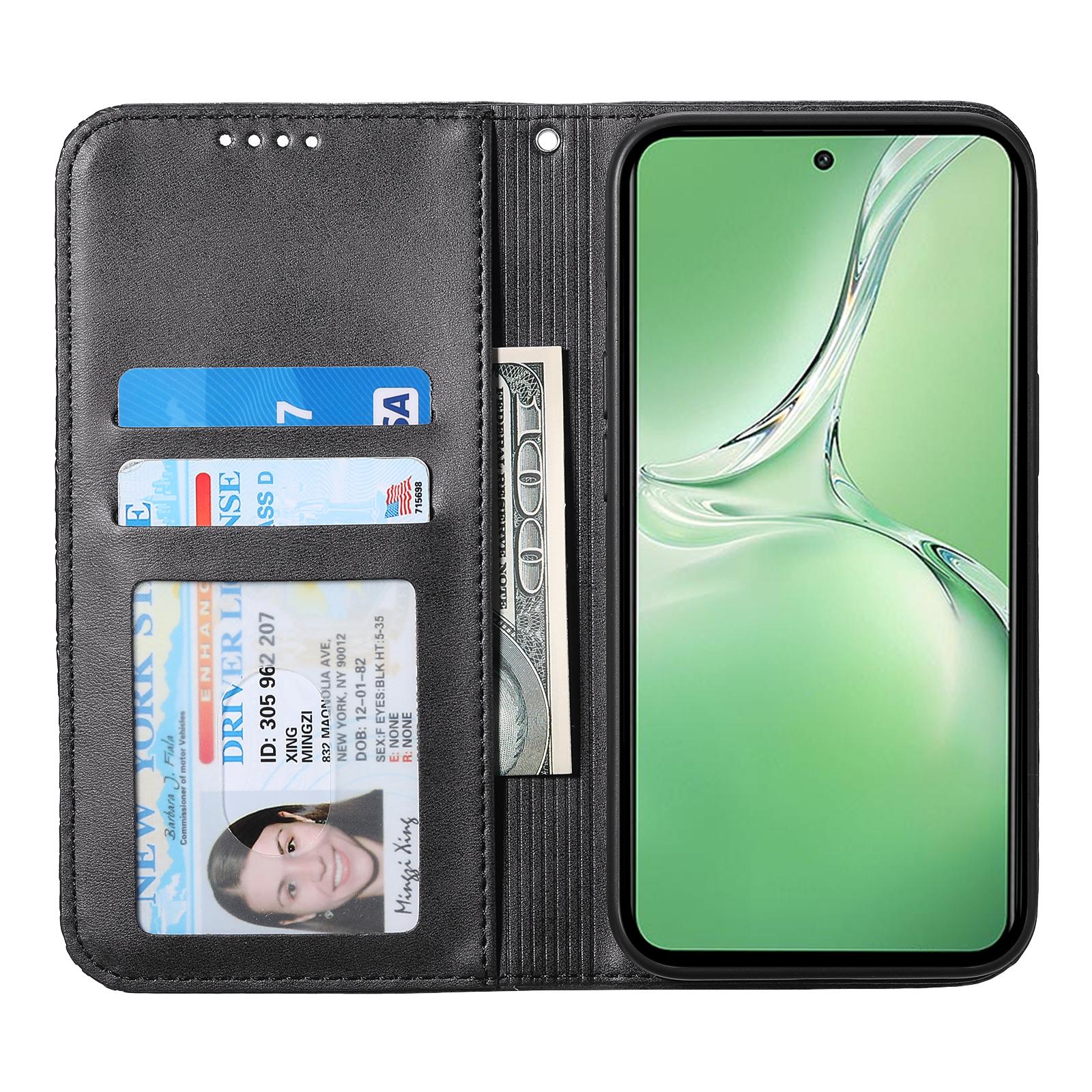 

For OnePlus 13R 5G Case Calf Texture PU Leather Phone Cover with Wallet Black