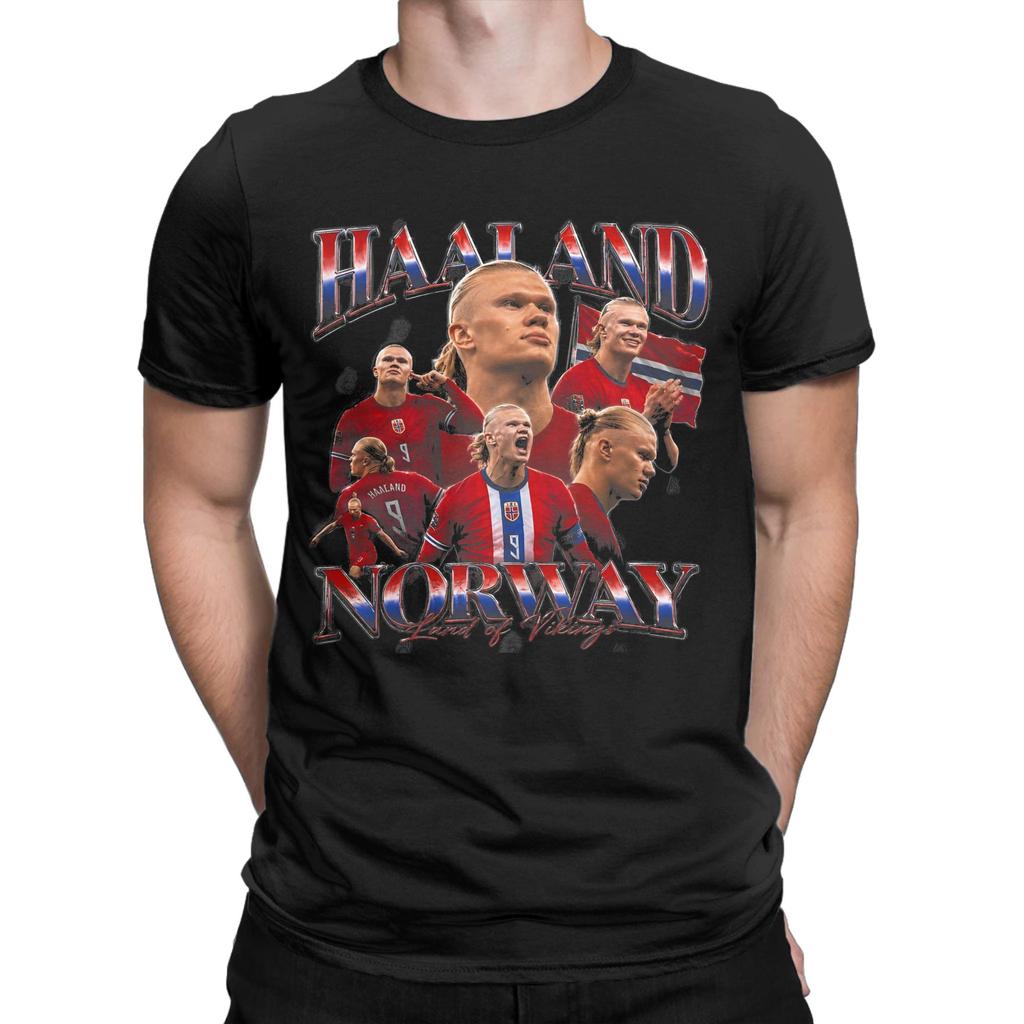 Erling Haaland Norway Soccer Collage T Shirts 100 Cotton Clothes Vintage Short Sleeve O Neck Tee Shirt Gift Idea TShirt