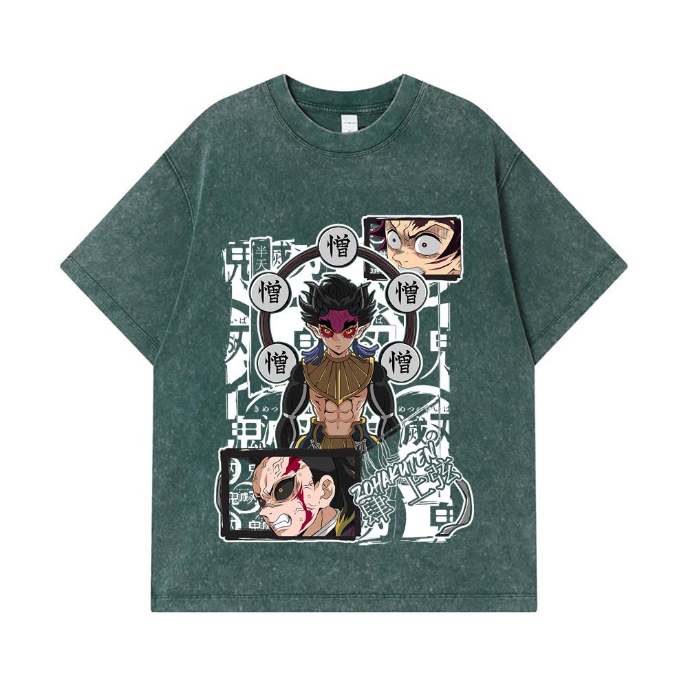 275 GSM Washed T-shirts 100% Cotton Demon Slayer V106 Zohakuten Print Unisex Heavy Cotton T Shirt
