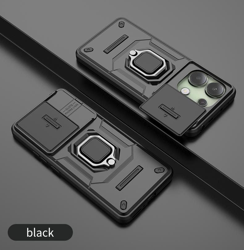 For Xiaomi Redmi Note 13 4G Case Slide Camera Phone Case Xiaomi Redmi Note 13 Pro 4G Cover Armor PC Shockproof Metal Stand Cover