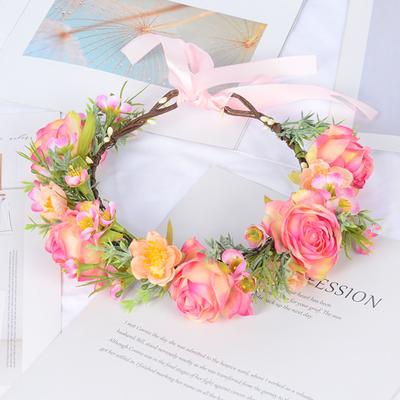 Flower Hairband Garland Colorful Flower Wreath Simulated Flower Wreath Hairband Girls Outdoor Beach Photography Hair Accessories