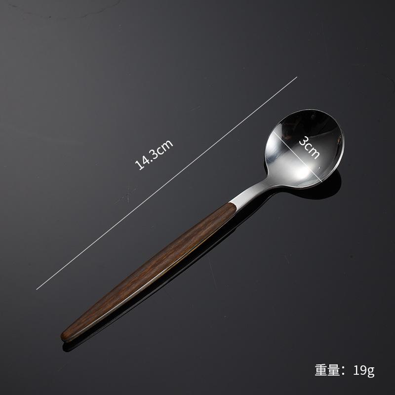 430 stainless steel handle Portuguese tableware knife fork spoon set Steak knife Japanese wood grain housewarming gift