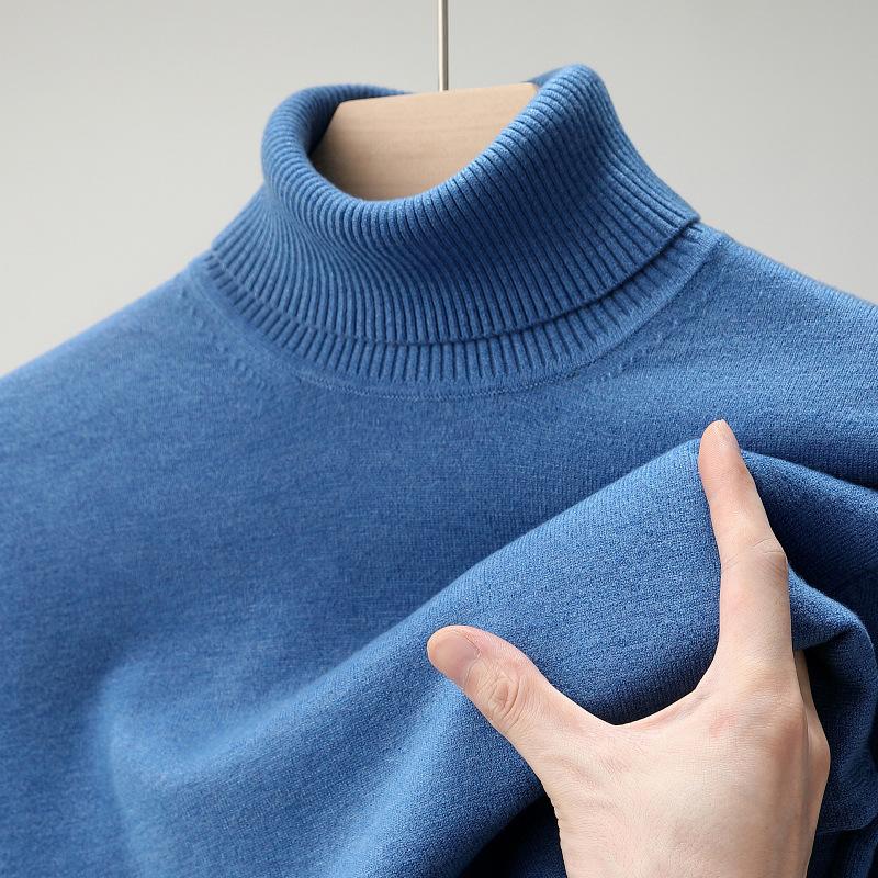 Herren Wollpullover mit hohem Kragen - Lässig, Unifarben, Strickware für Herbst/Winter