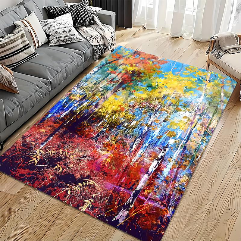 Colorful Abstract Forest Pattern Carpet with Vibrant Artistic Design Suitable for use as an anti-slip for living room bedroom sofas