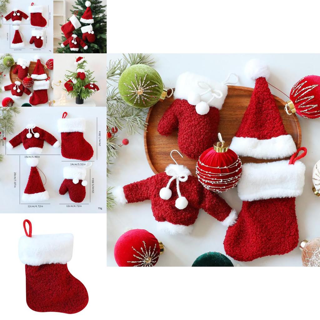 Christmas Tree Decorations With Socks Hat Gloves For Holiday Home Decor