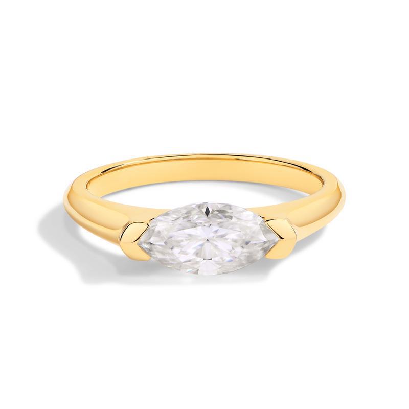 TK Bestseller Horse Eye Cut Zircon Ring: Gold-Plated Copper Couple Rings