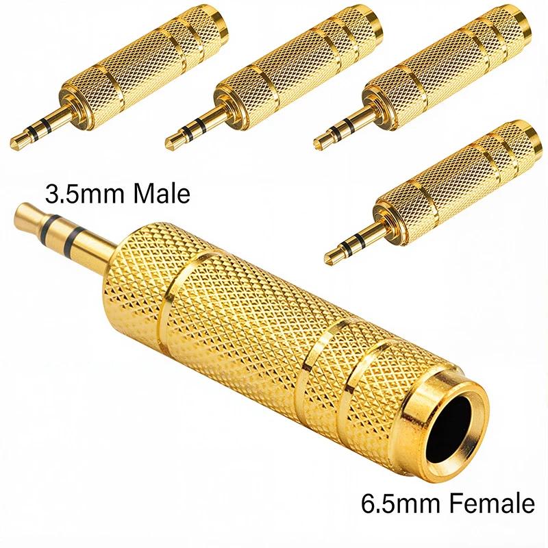 5Pcs 3.5mm 6.35mm Stereo Mono Plug To 3.5mm 6.5mm Audio Jack Connector Adapter Converter for Speaker