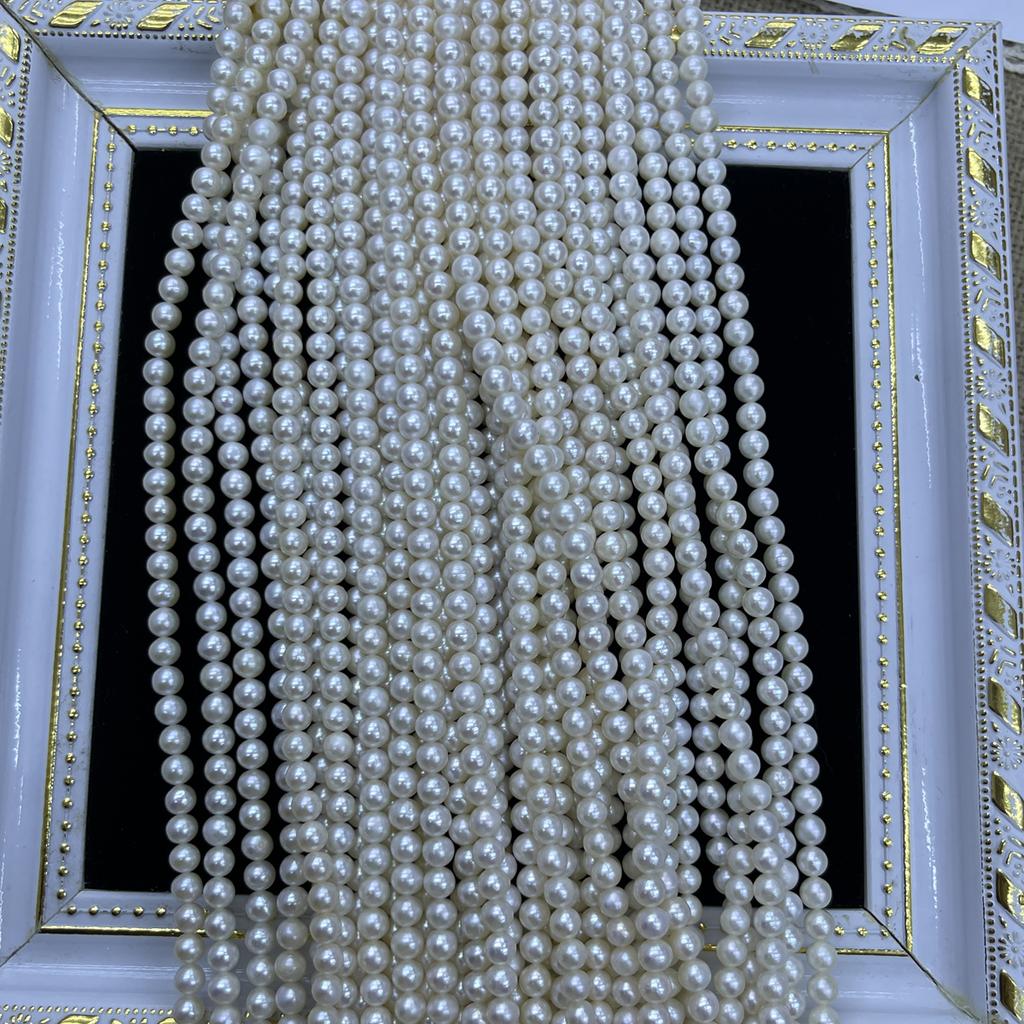 1String, White Natural Freshwater Pearls, Handmade Near Round Pearl Beads for Jewelry Making DIY Crafts (Beads 5-6mm, Length 36cm)