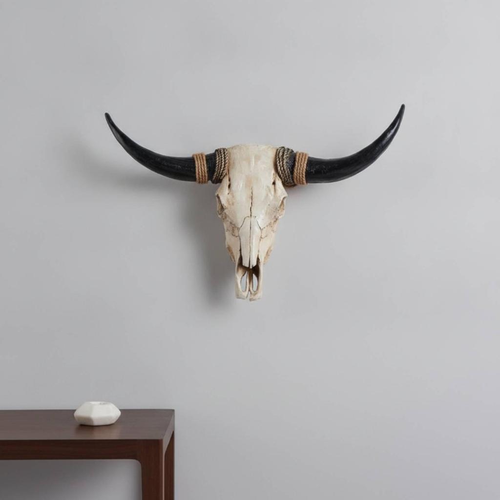 Southwestern Bull Skull Wall Decor Resin Hanging Farmhouse Boho