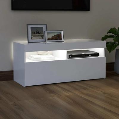 TV Cabinet with LED Lights White 90 X 35 X 40 Cm