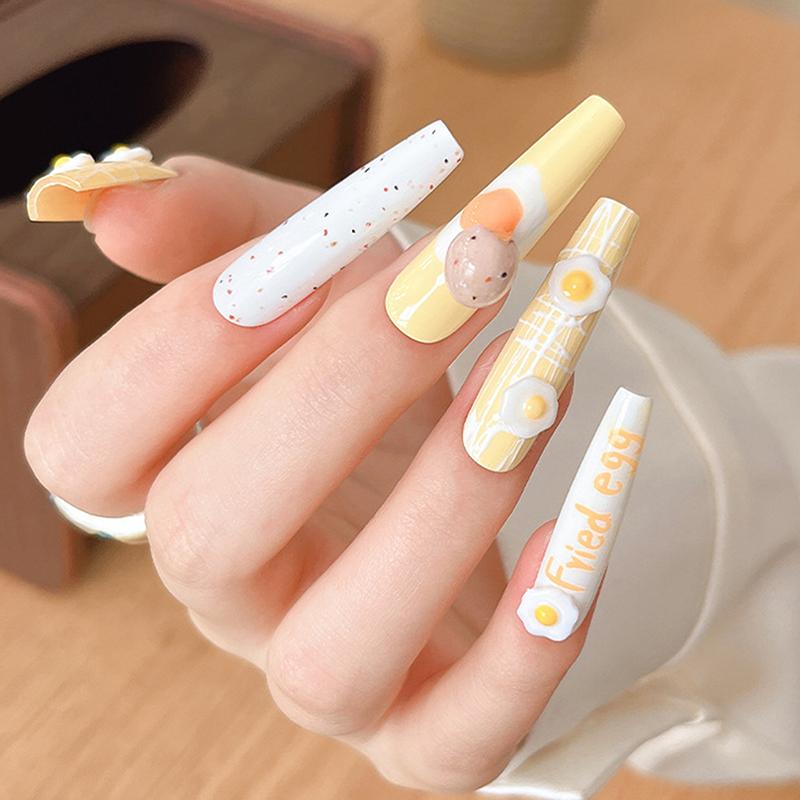 20Pcs/Bag Mini Poached Eggs 3D Nail Art Decorations Cute Poached Eggs Nails Charms Designs Diy Resin Nail Accessories