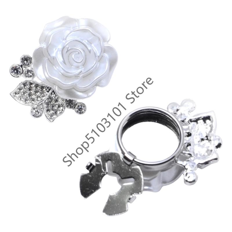 X6HE 2pcs Women's Shirt Button Cover, Floral Cufflinks With Sparkling Diamonds, Gold and Silver Cufflinks Shirt Button Cover
