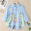 ZANZEA Women Turn Down Collar 3/4 Sleeve Loose Print Blouse