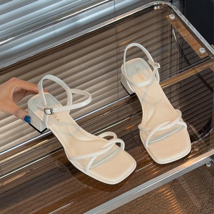 Women's High Heel Sandals Silver 2025 Summer French Style Dress Sandals Red Non Tiring Sandals Women's Shoes
