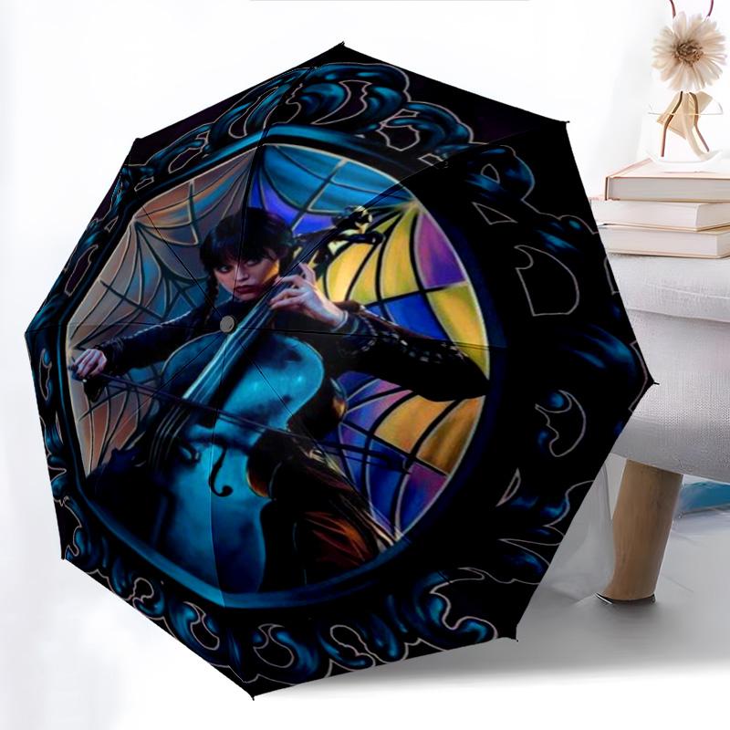 Midnight Whispers: Gothic Elegance Folding Umbrella Suitable for All Seasons Travel Sun Umbrella Printing Travel