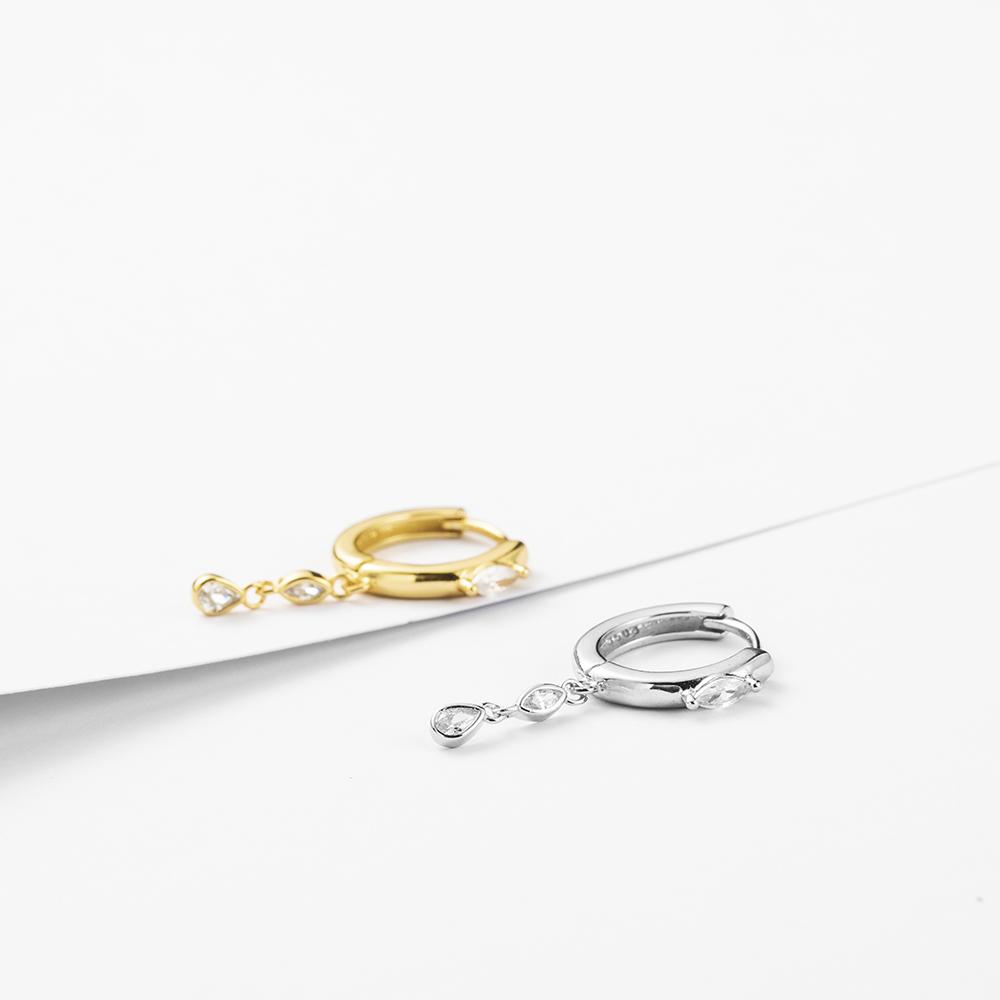 ANDYWEN 925 Sterling Silver Gold  CZ Piercing Huggies Clips Pendientes Drop Earring 2023 Fine Jewelry Gift