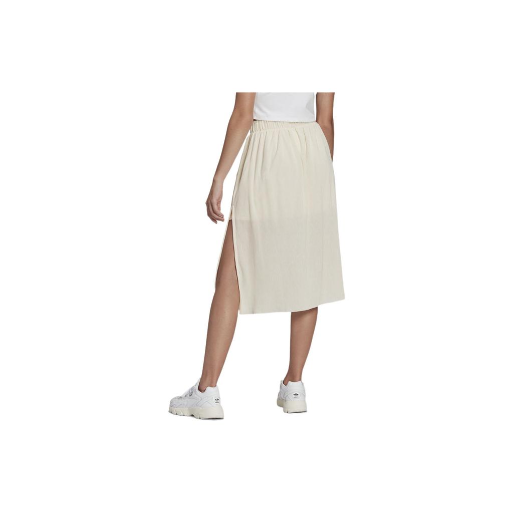 Adidas Originals Solid Color Split Midi Skirt Women Skirts White HF7545