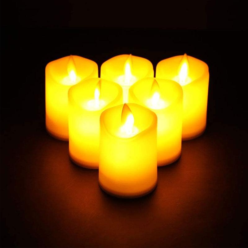 6Pcs LED Flameless Candles Flickering Battery Operated Pillar Candles Tealight Led Halloween Christmas Weddings Home Decor