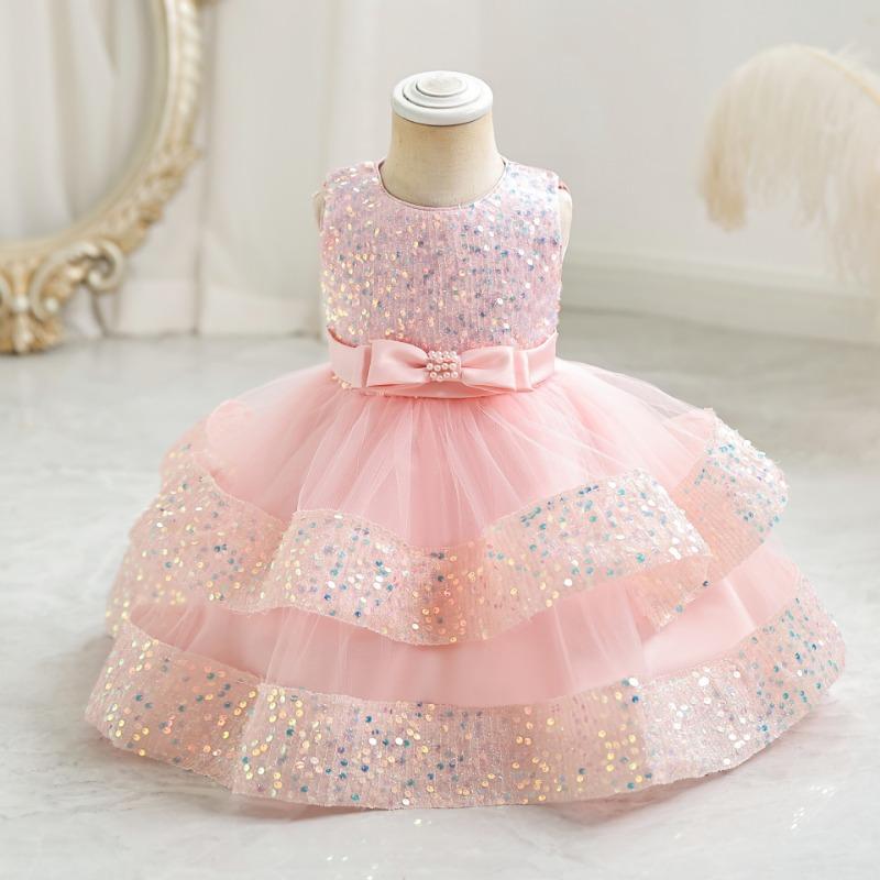 Mädchen Pailletten Prinzessinnenkleid Kinder Geburtstagsparty Formelles Auftrittskleid