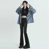 Retro Cargo Jeans for Women Slim Fit Flared Pants Stretch High Waist Denim Trousers Fashion Streetwear Y2k Female Clothing