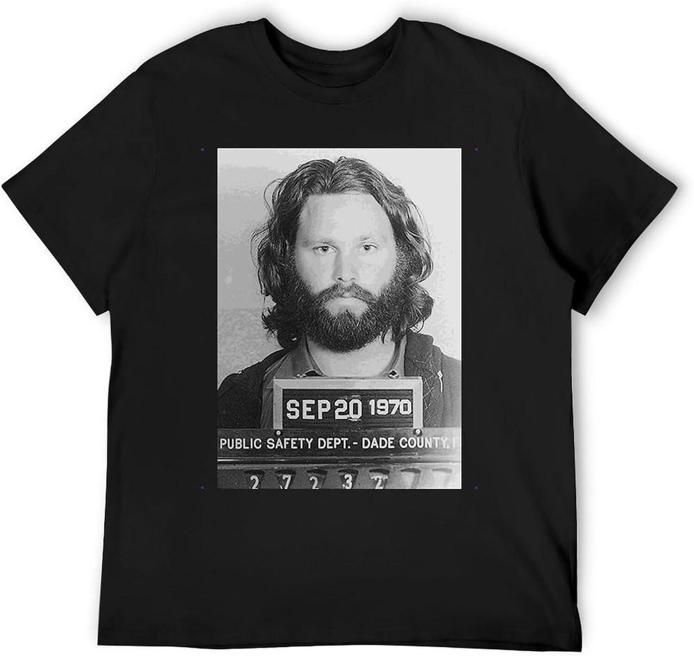 

Jim Morrison Mugshot Poster Classic Short Sleeve Unisex TShirt Fans Gift S5XL Unisex T-Shirt XXL
