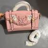 Vintage Soft Leather Tote Bag Shiny Woven Crossbody Printed Square Women