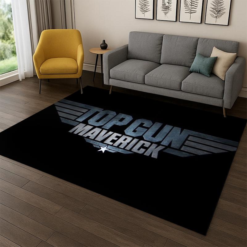 Classic Movie Top Gun Sign Tom Cruise Carpet Rug for Bedroom Living Room Sofa Doormat Home Decor,Kid Game Area Rug Non-slip