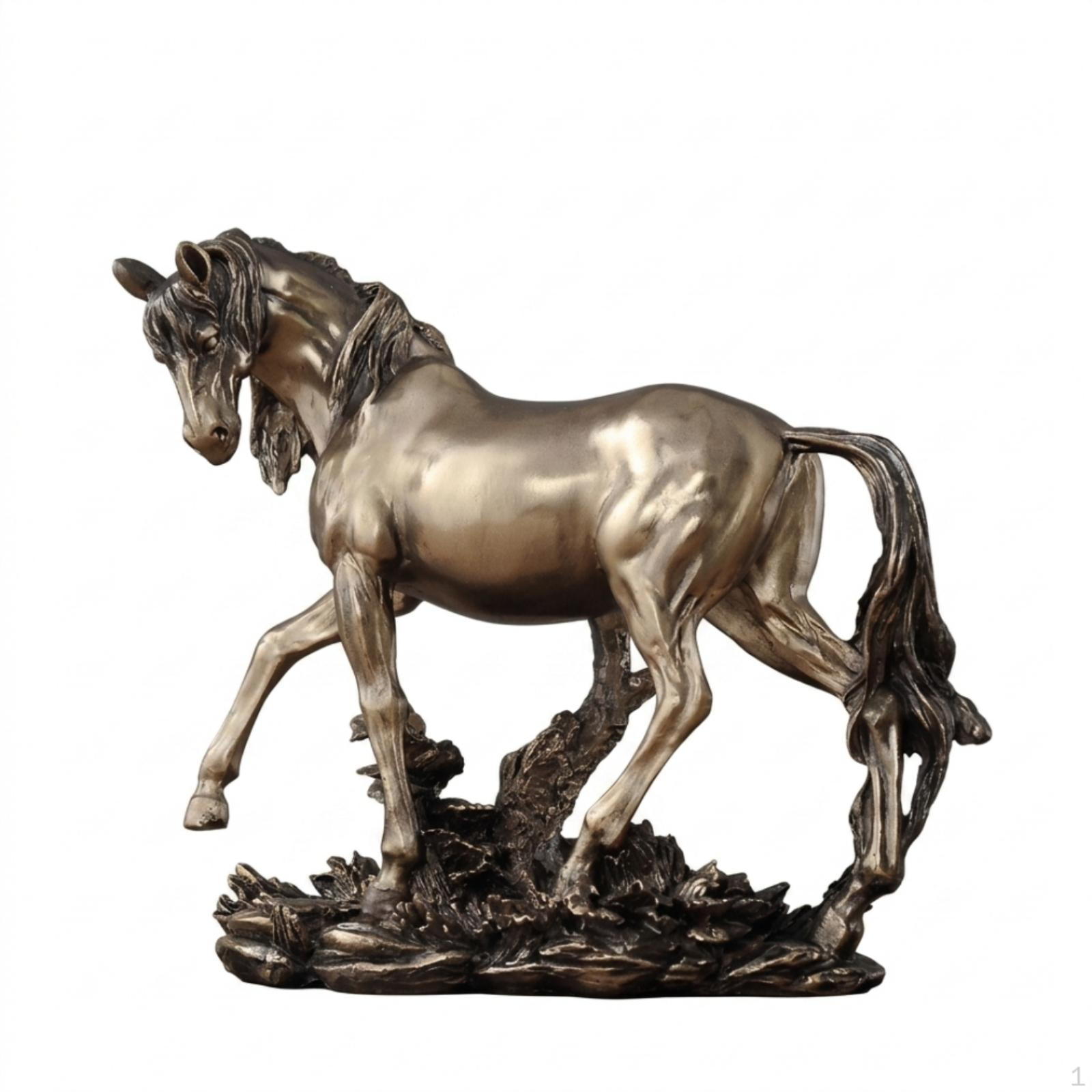 Horse Sculpture ColdCast Bronze Statue Lustrous Ornament for Art Collectors, Bookshelf,
