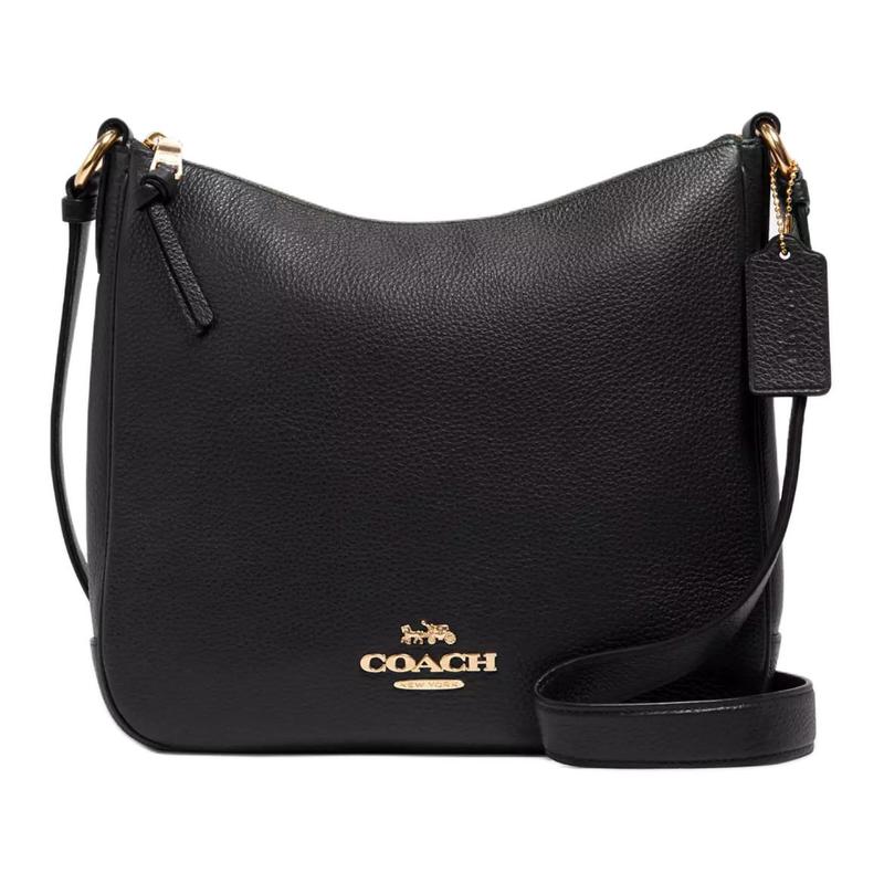COACH Ellie 26 Metal Logo Zip Closure Refined Pebbled Leather Handy Shoulder Crossbody Bag Medium Women s Black чёрный