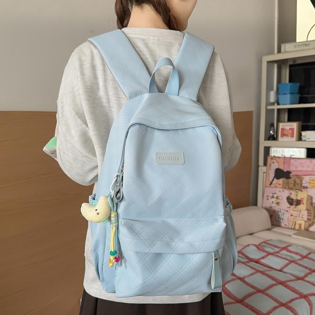 Schoolbag Japanese New Solid Color Small Fresh Junior High School Student College Backpack Campus Niche Schoolbag Women's Simple Backpack