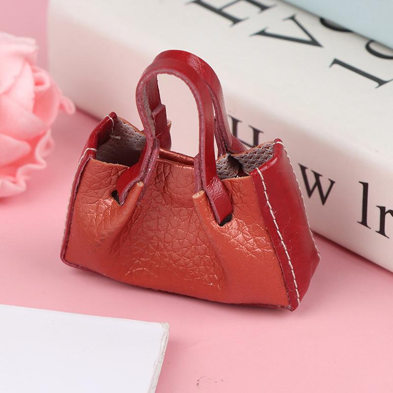 Fashion 1/6 1/12 Dollhouse Miniature Leather Suitcase Mini Bag Backpack Doll Luggage Box Handbag Shoulder Bag Leather Bag Purses