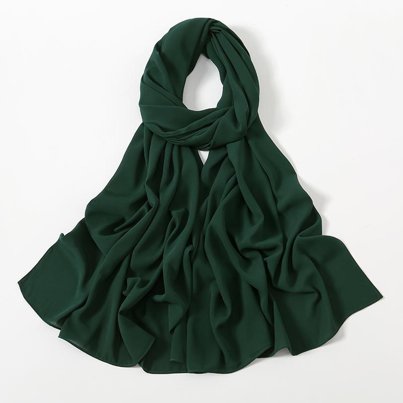 Women Heavy Chiffon Hijab Scarf Premium Chiffon Muslim Hijabs Plain Good Stitching Maxi Wrap Solid Color Musulman Femme Shawls