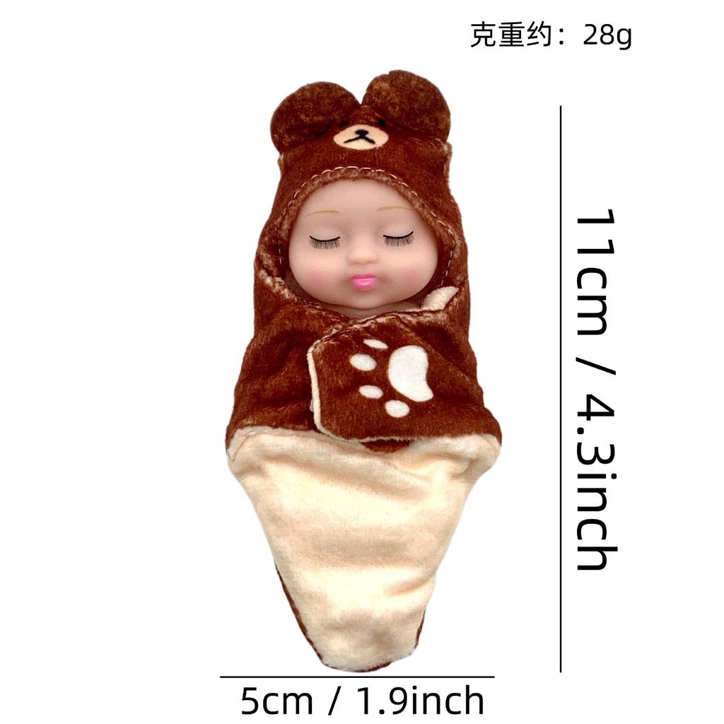 Leke 4 tommer Mini Søvn Gjenfødt Dukke Håndflate Liten Dukke Gaveeske Sett Dukke Bjd Dukke