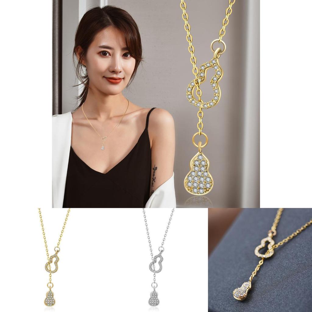 Elegant Titanium Steel Double Gourd Necklace For Women Stylish Ins Happy Luck Design For All Occasions